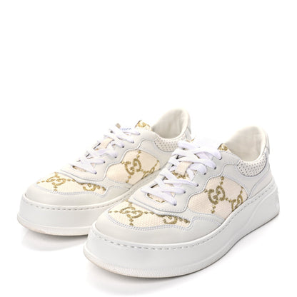 Gucci Dali Soft Calfskin GG Tennis Embossed Perforated Womens Platform 55mm Sneakers White Gold 4 of 10