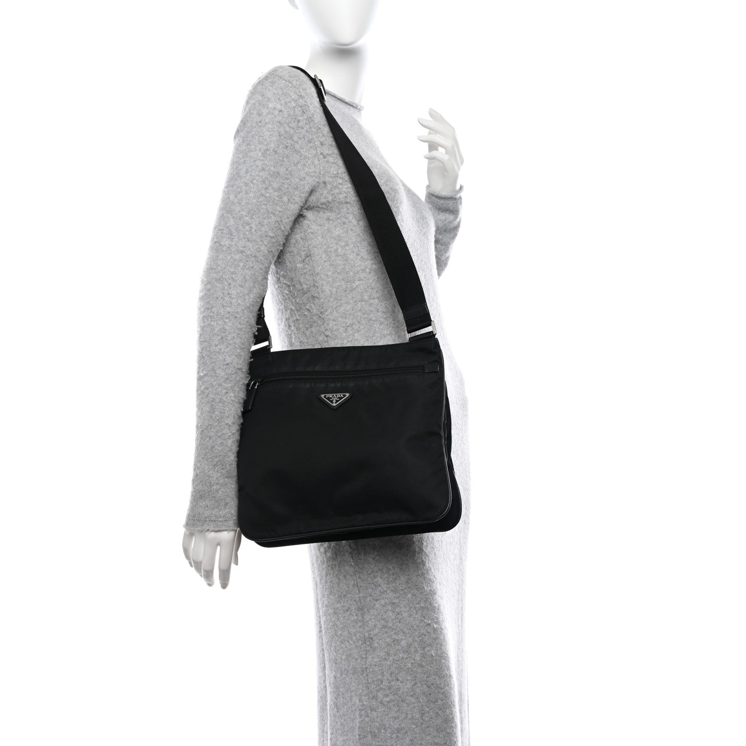 Prada Nylon Vela Flat Messenger Bag Black 2 of 10