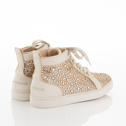 Christian Louboutin Strass Louis Flat Sneakers 38 Off White Gold 4 of 5
