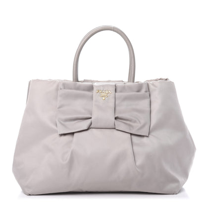 Prada Nylon Tessuto Fiocco Bow Tote Grey 1 of 12