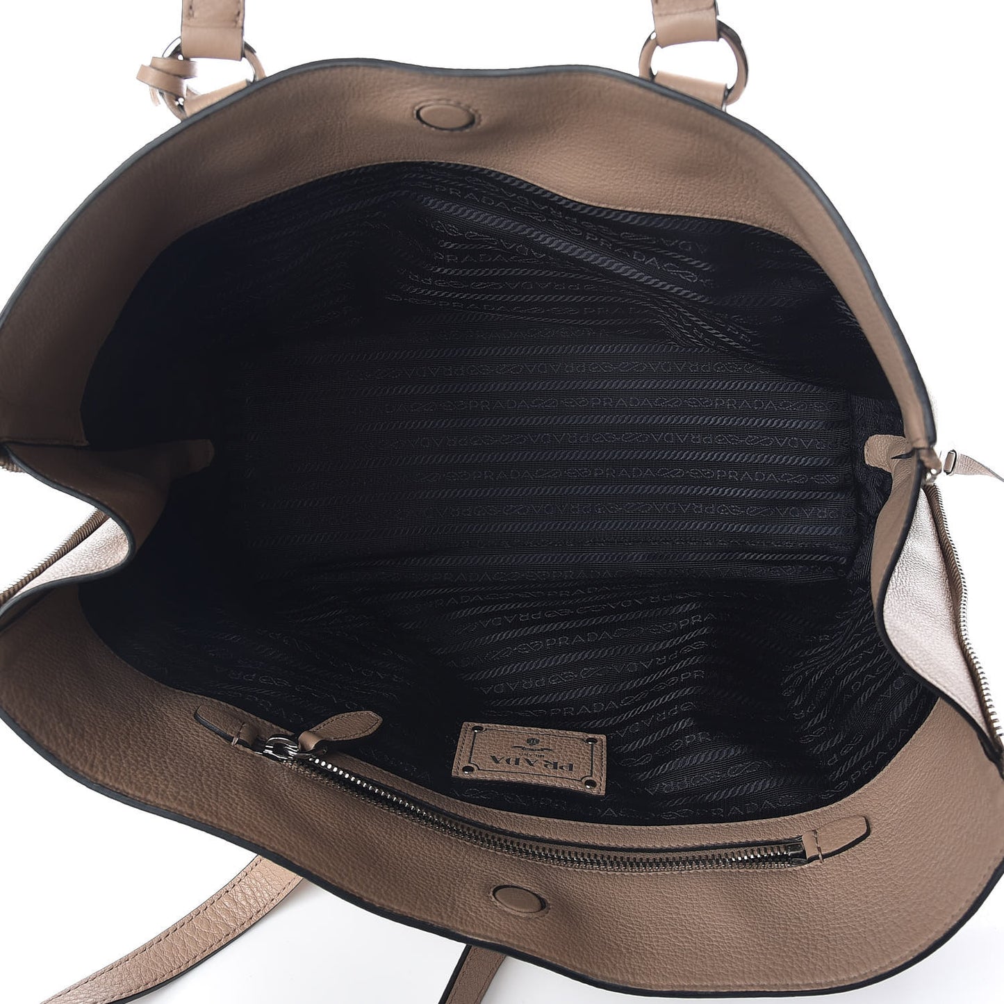 Vitello Phenix Side Zip Shopping Tote Cammeo