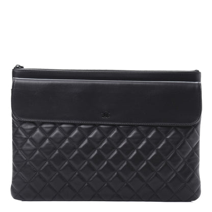 Chanel Lambskin Quilted Large Flap Cosmetic Case Black 1 of 8