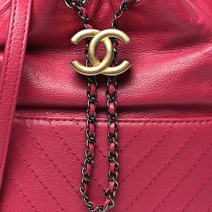 Chanel Aged Chevron Quilted Small Gabrielle Bucket Pink 8 of 10
