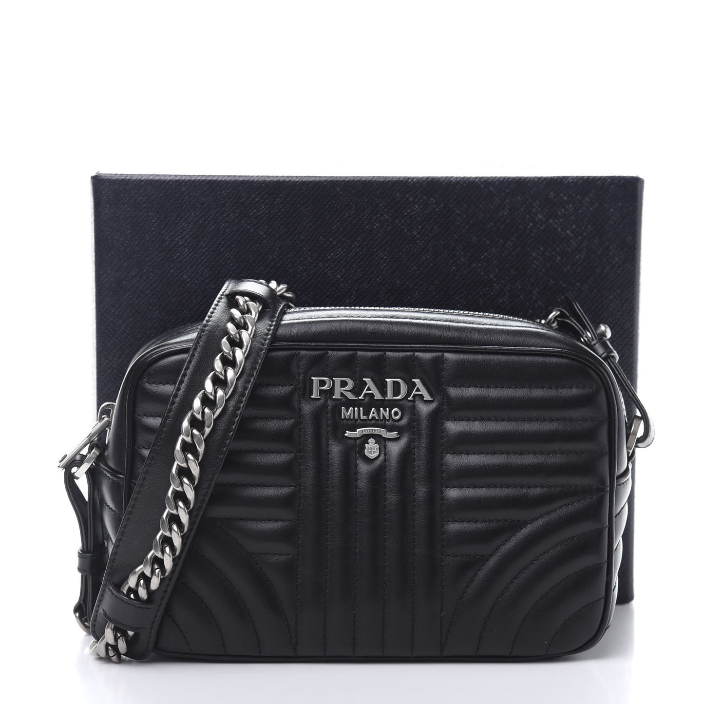 Soft Calfskin Diagramme Crossbody Bag Black