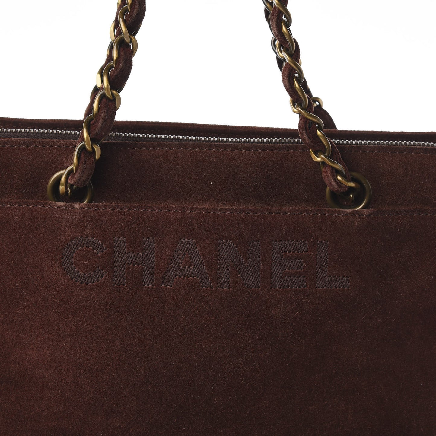 Suede Logo Tote Brown