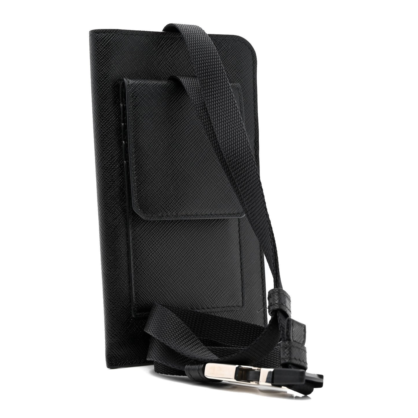 Saffiano Lanyard Card Case Black