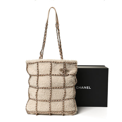 Chanel Shearling Small Shopping Chain Bag Beige 10 of 10