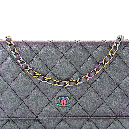 Chanel Iridescent Goatskin Quilted Wallet On Chain WOC Purple 9 of 12