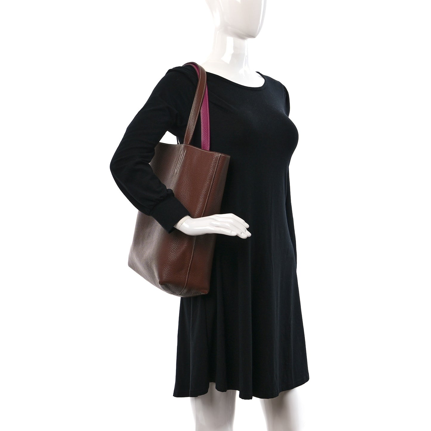 Taurillon Clemence Double Sens 36 Reversible Tote Marron Tosca