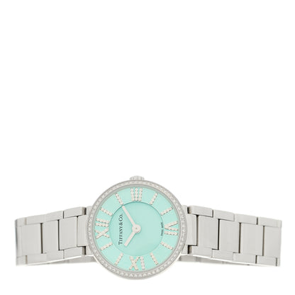 Tiffany Stainless Steel Diamond Bezel 24mm Atlas 2-Hand Quartz Watch Ice Blue 2 of 5