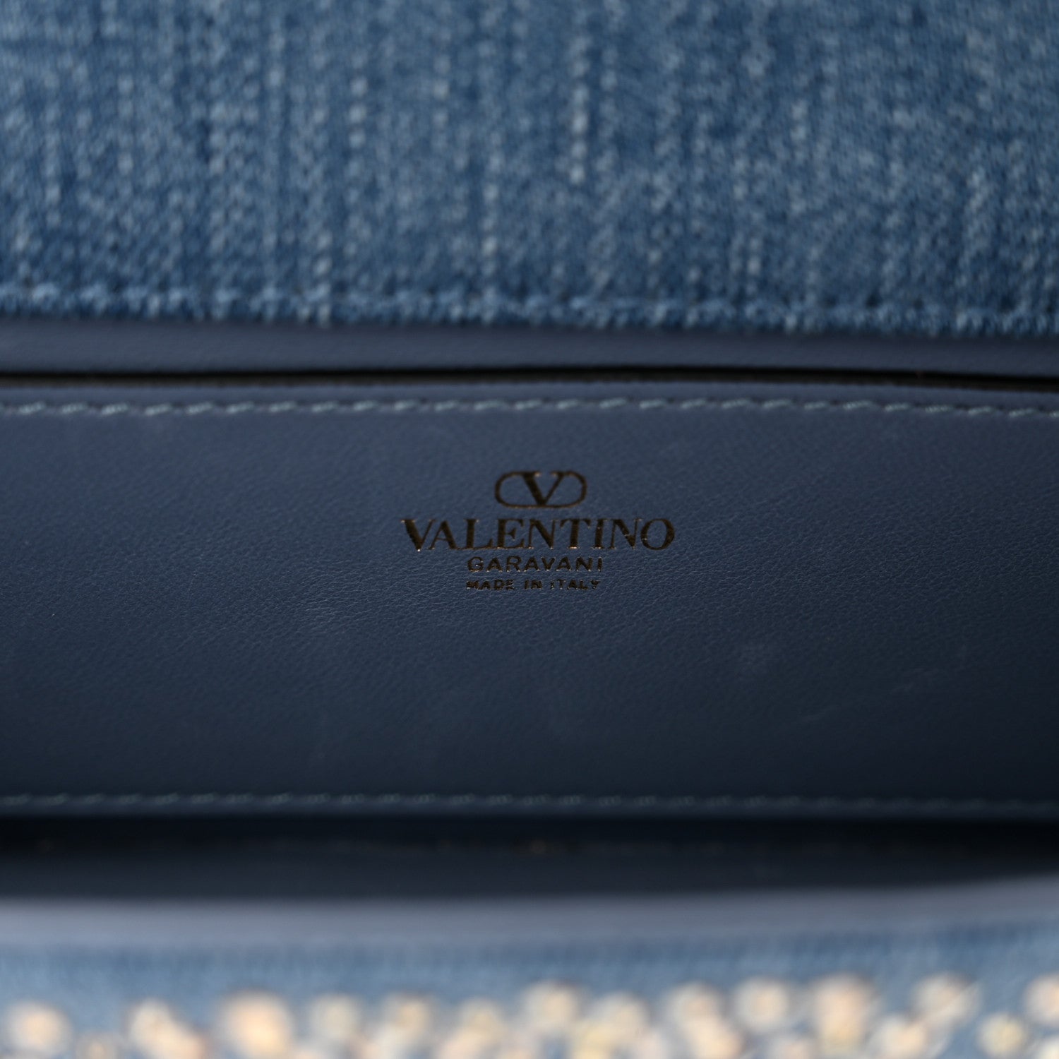 Valentino Garavani Denim Crystal Vlogo Embroidered Small Loco Shoulder Bag Blue 6 of 10