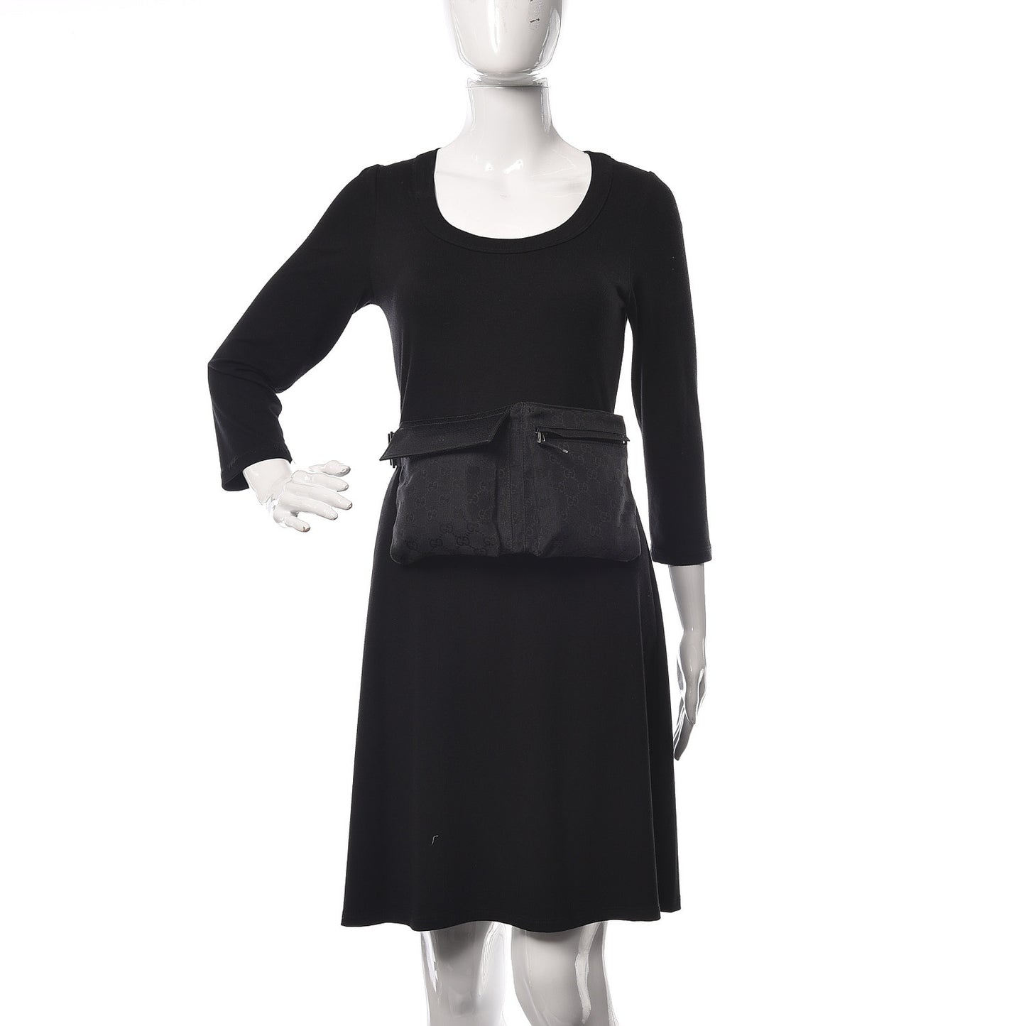 GG Monogram Double Pocket Belt Bag Black