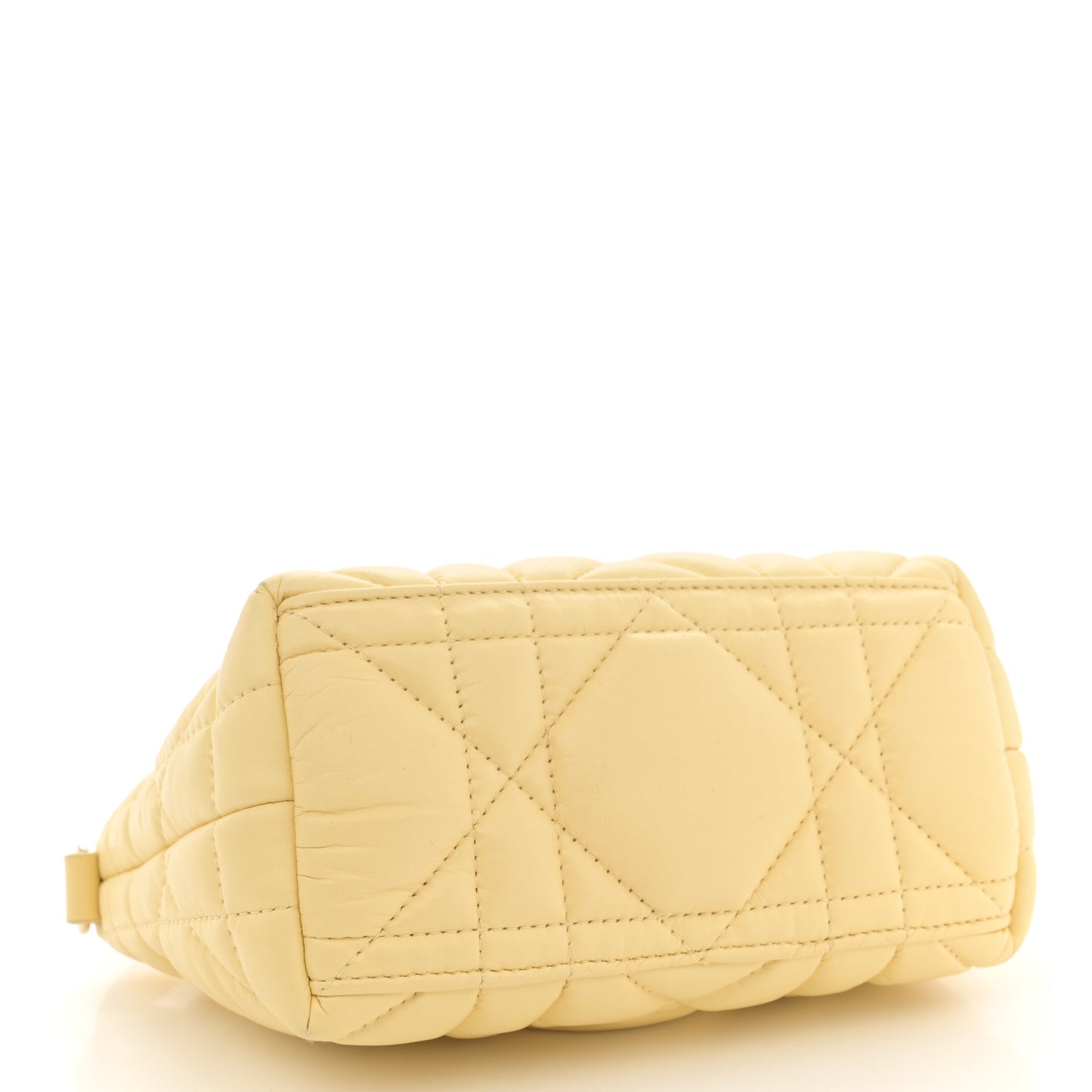 Calfskin Macrocannage Small Diortravel Nomad Pouch Pale Yellow