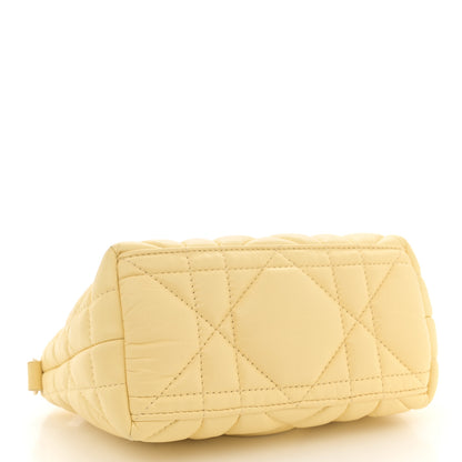 Christian Dior Calfskin Macrocannage Small Diortravel Nomad Pouch Pale Yellow 4 of 11