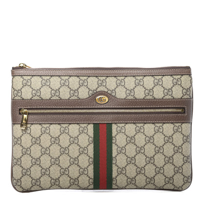 Gucci GG Supreme Monogram Large Ophidia Pouch Clutch Brown 1 of 8