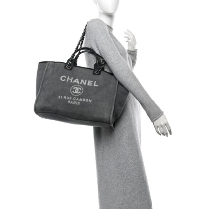 Chanel Canvas Large Deauville Tote Grey 2 of 7