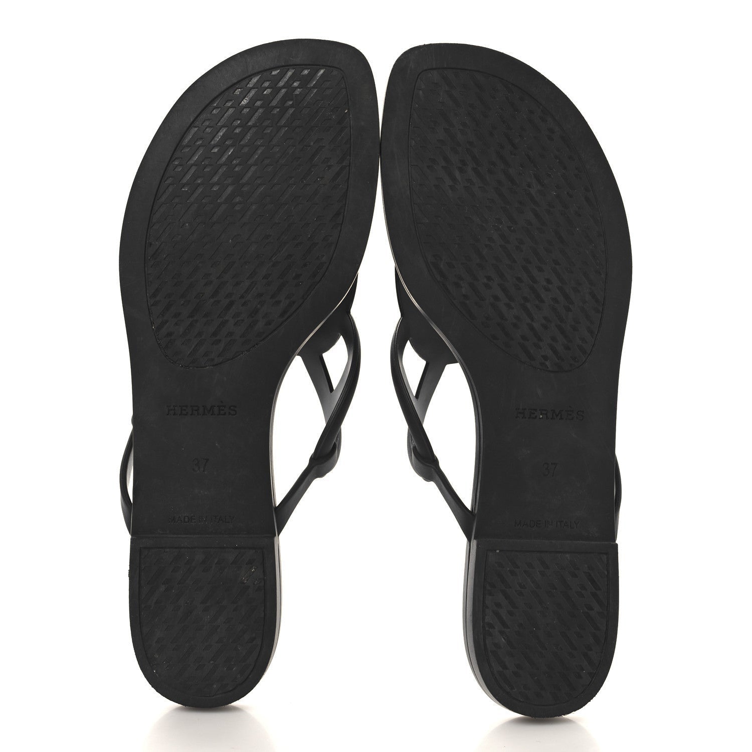 Hermes Rubber Womens Egerie Sandals 37 Black 6 of 7