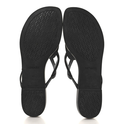 Hermes Rubber Womens Egerie Sandals 37 Black 6 of 7