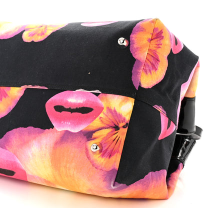 Christian Dior Patent Crystal Embellished Canvas Lips Print Tote Black Multicolor 19 of 26