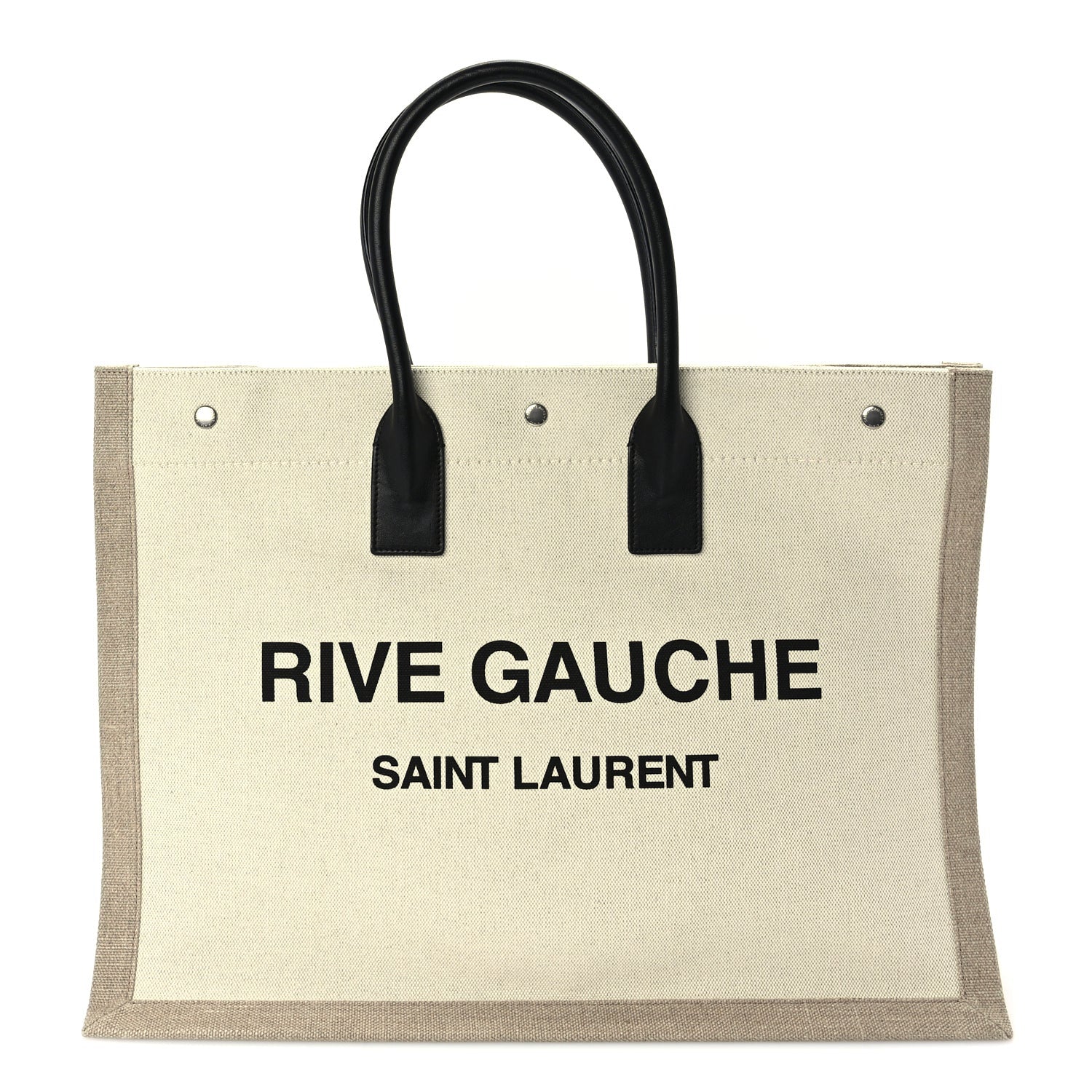 Saint Laurent Linen Calfskin Rive Gauche Tote Optic White 1 of 8