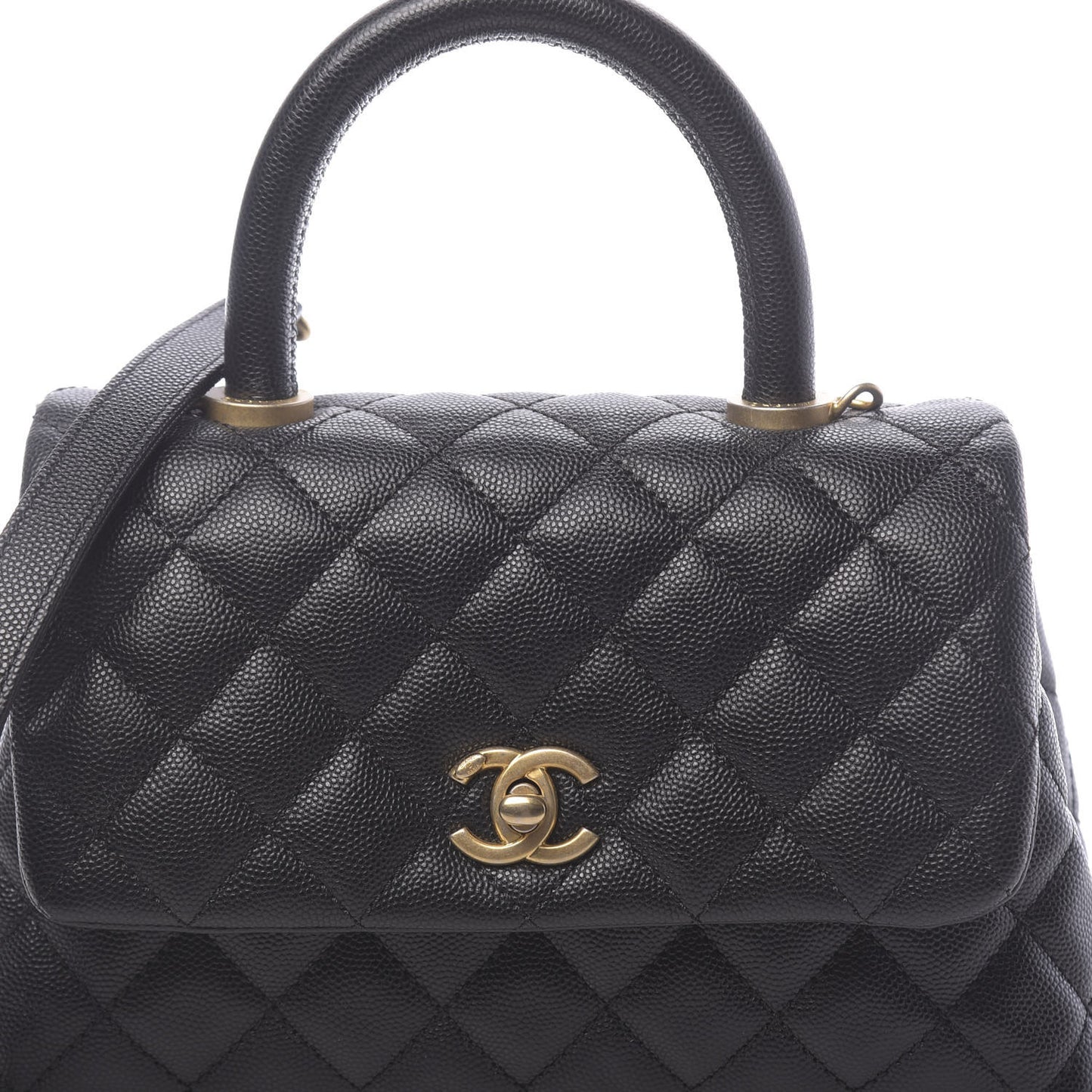 Caviar Quilted Mini Coco Handle Flap Black