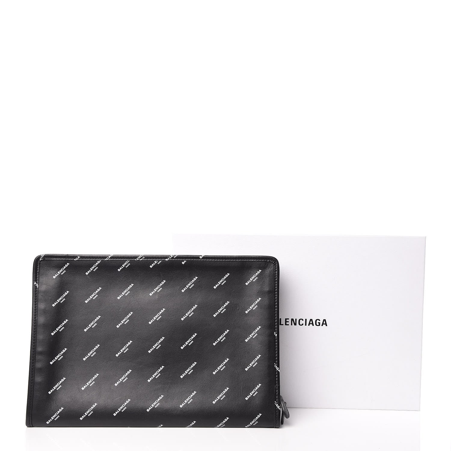 Balenciaga Calfskin Allover Logo Documents Case Black 13 of 13