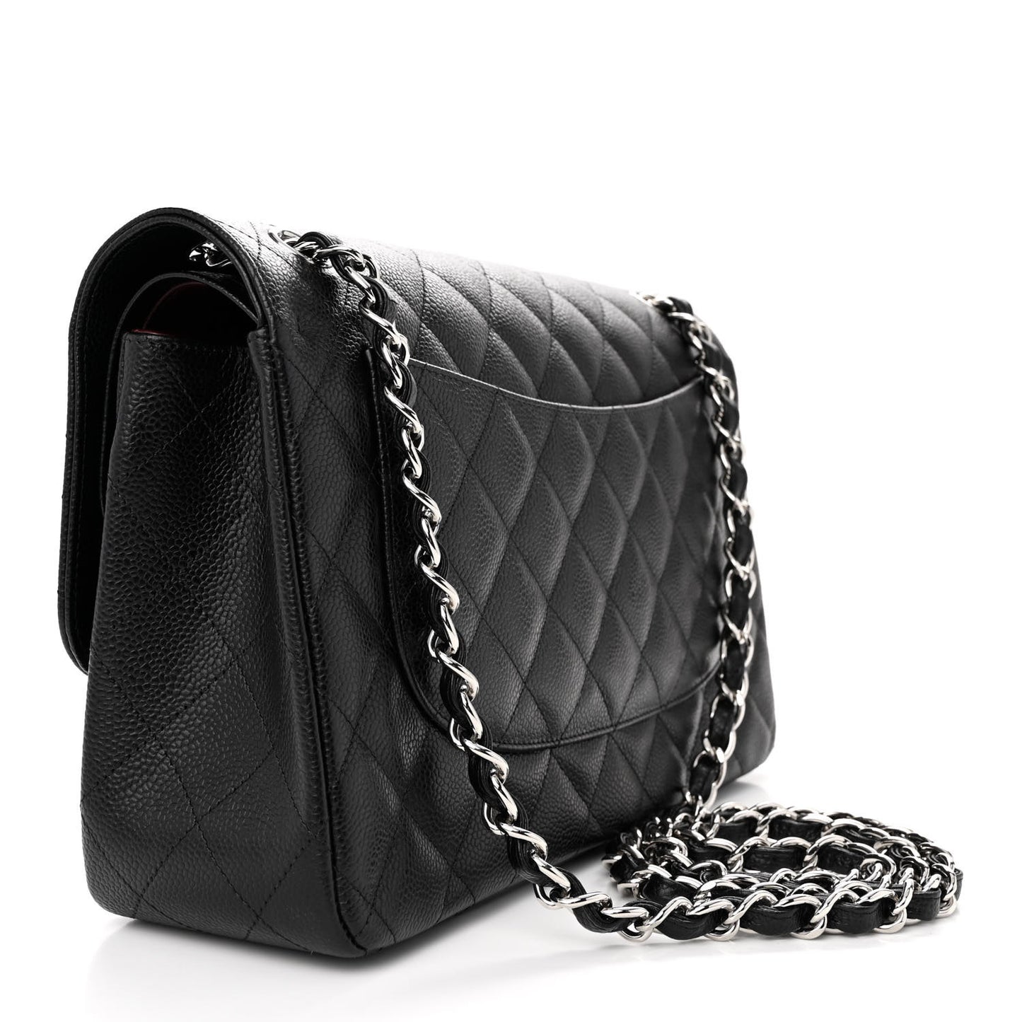 Caviar Quilted Jumbo Double Flap Black
