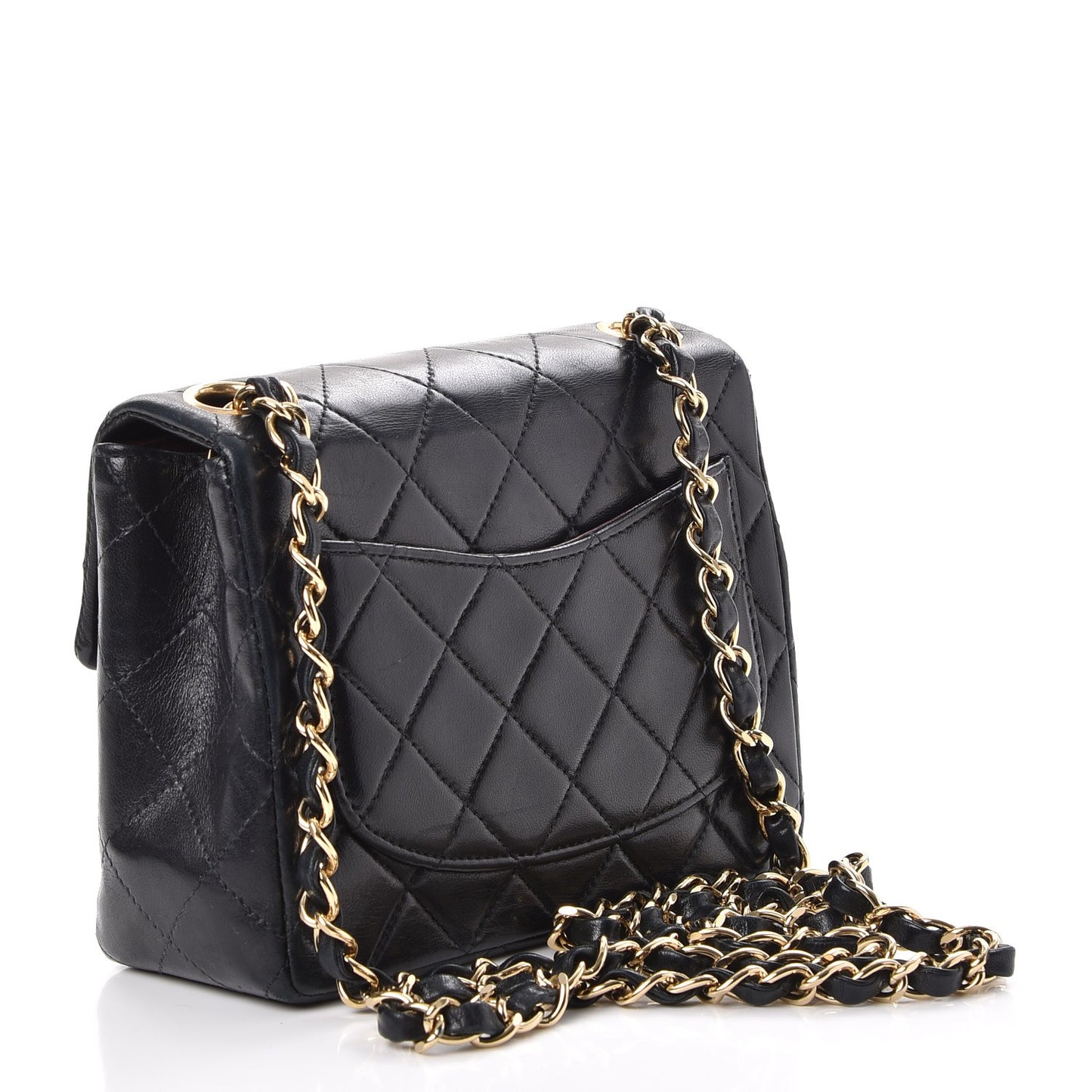 Lambskin Quilted Mini Square Flap Black