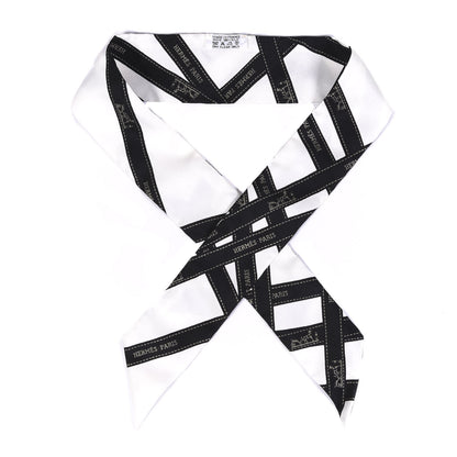 Hermes Silk Bolduc Twilly White Black 1 of 4