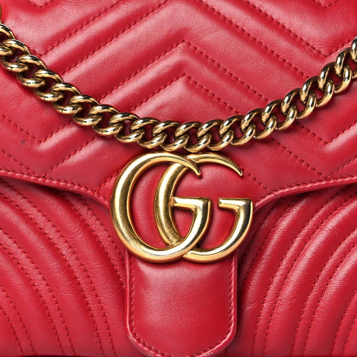 Calfskin Matelasse Small GG Marmont Shoulder Bag Hibiscus Red