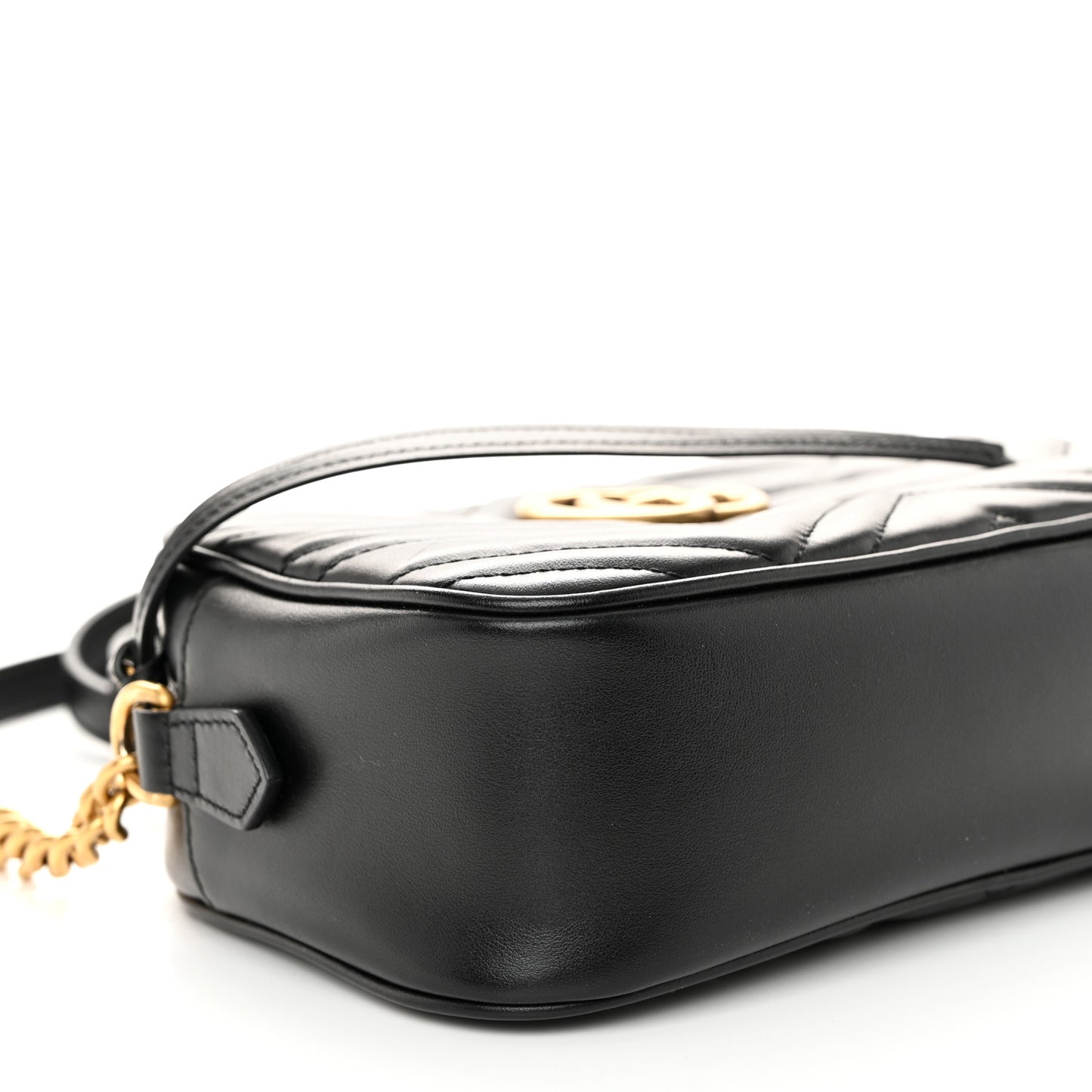 Calfskin Matelasse Small GG Marmont Chain Shoulder Bag Black