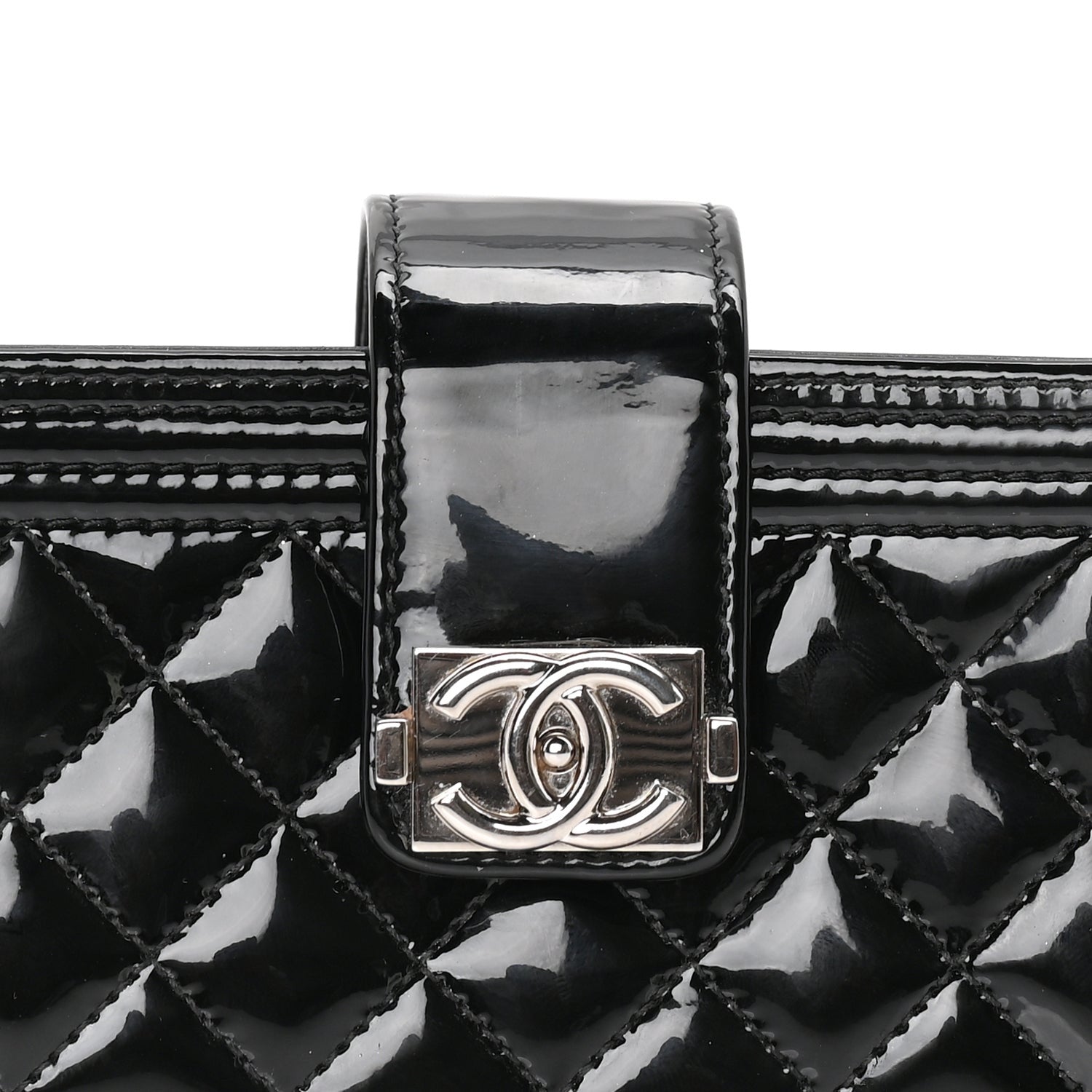Chanel Patent Mini Boy Phone Holder Clutch Black 7 of 9