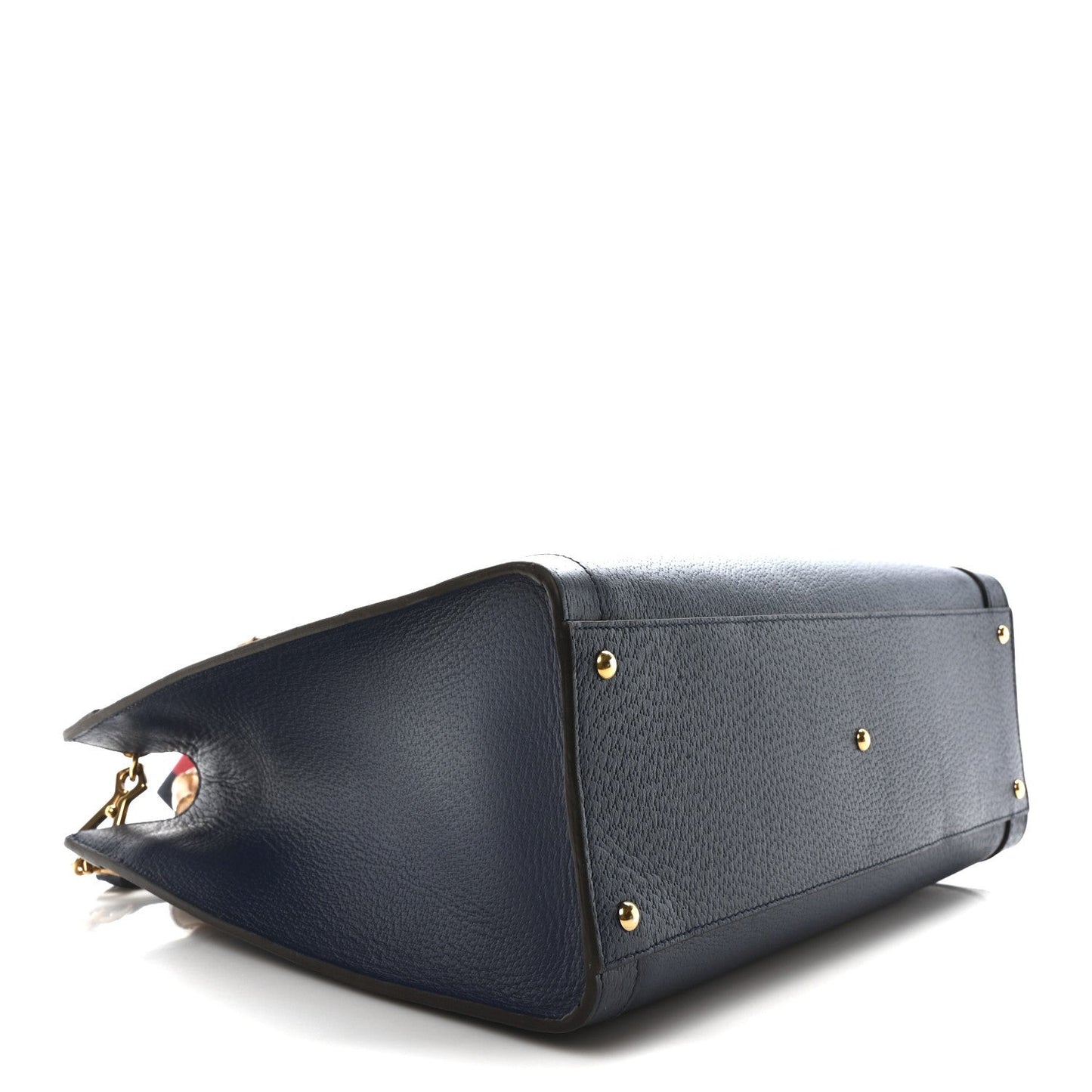 Textured Dollar Calfskin Web Medium Diana Tote Bag Royal Crop