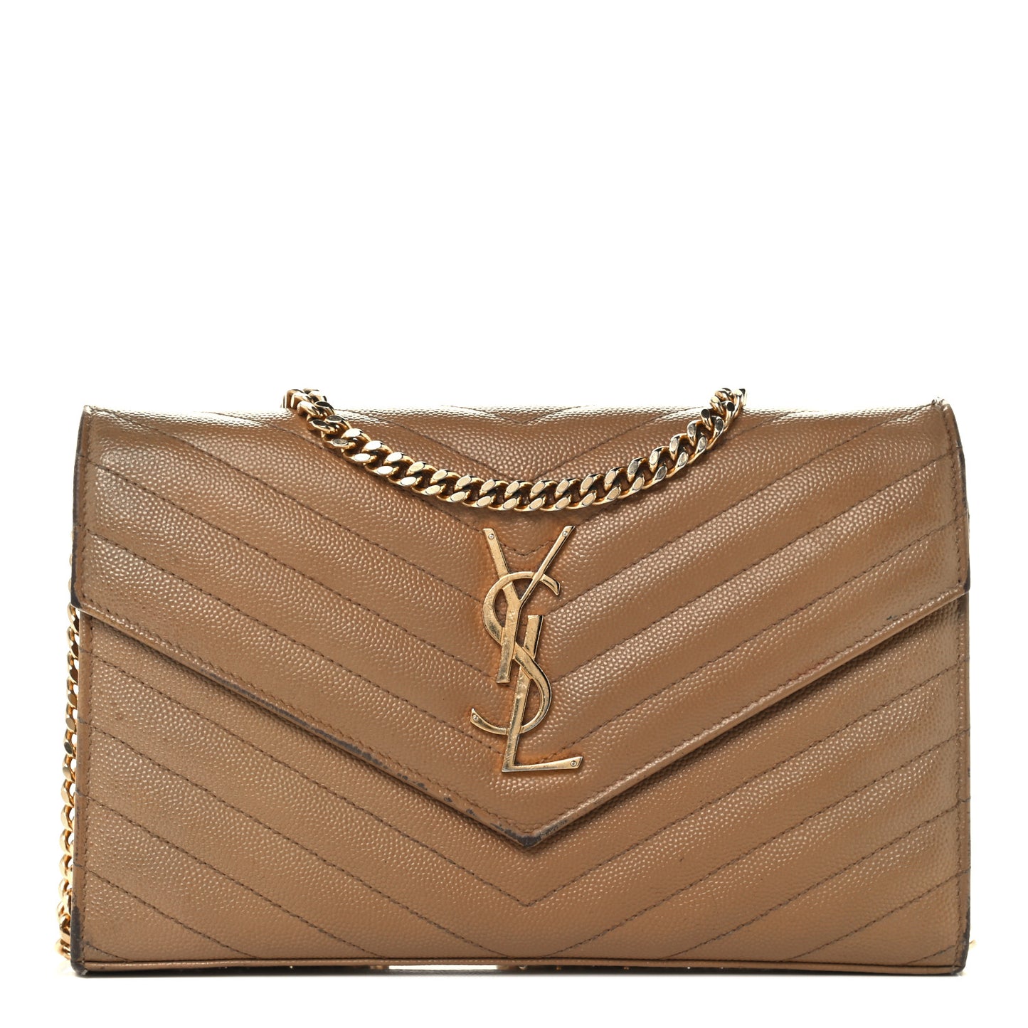 Grain De Poudre Matelasse Chevron Cassandre Chain Wallet Cork