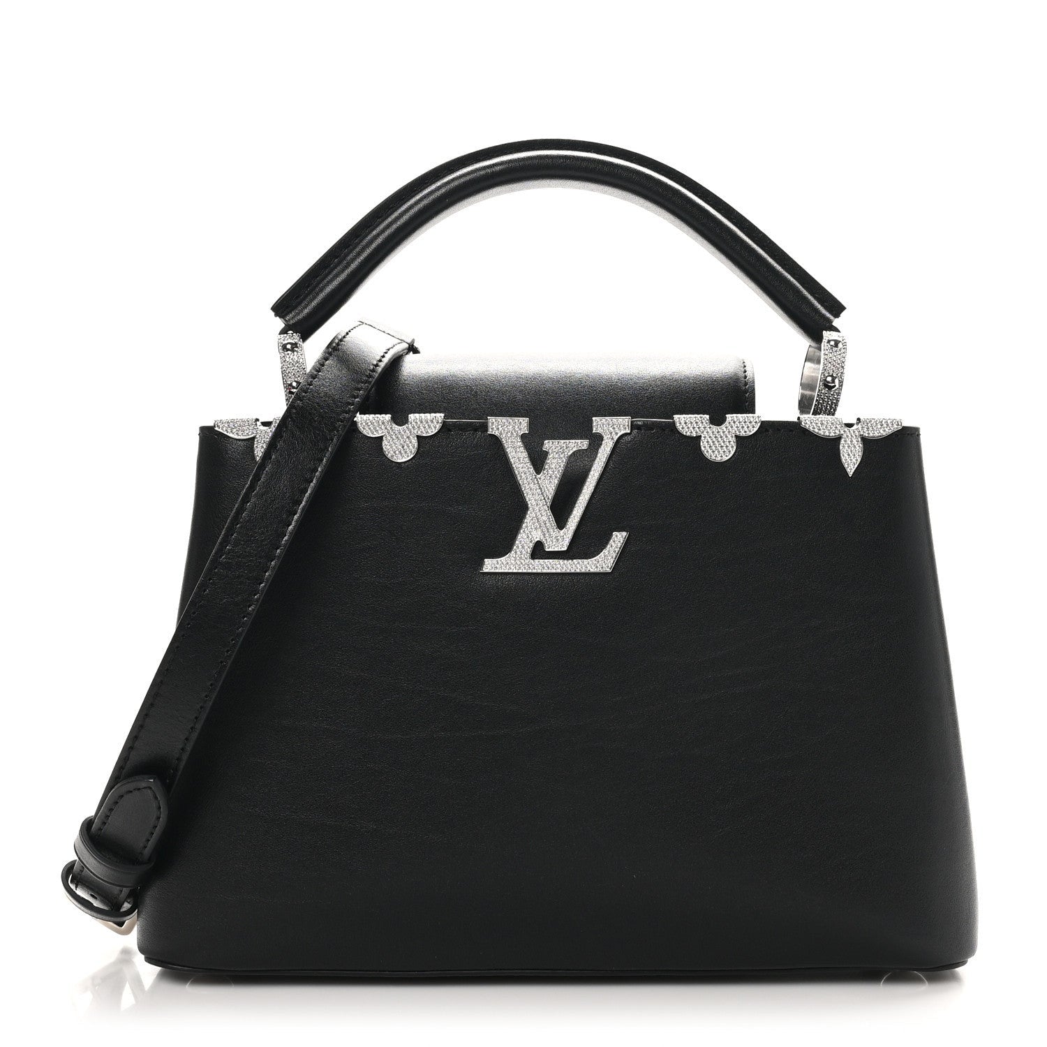 Louis Vuitton Smooth Calfskin Crystal Flowers Capucines BB Black 1 of 7