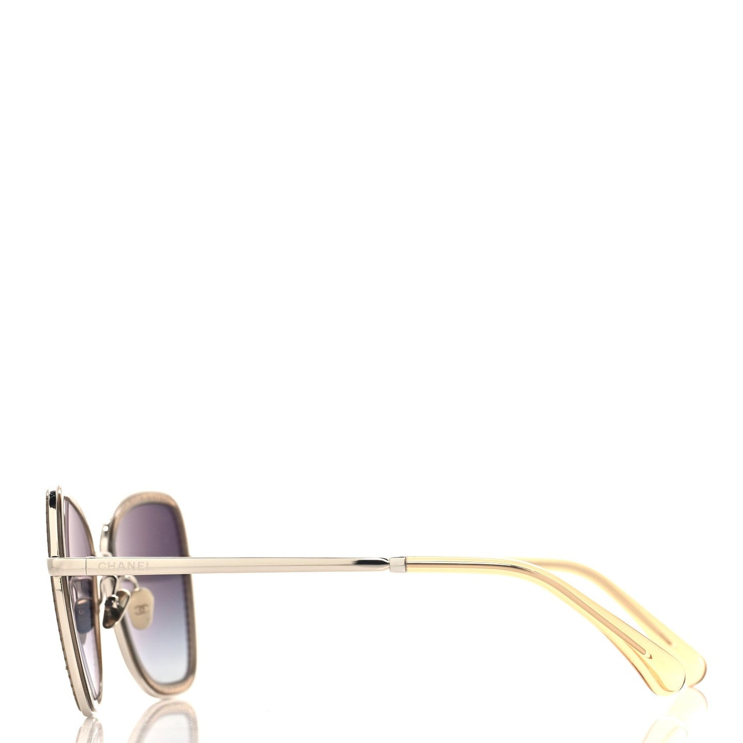 Square Frame Sequin Sunglasses 4277-B Silver Brown