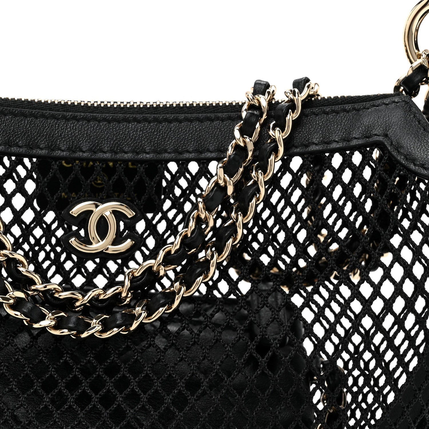 Chanel Mesh Shiny Lambskin Chain Hobo Black 9 of 11