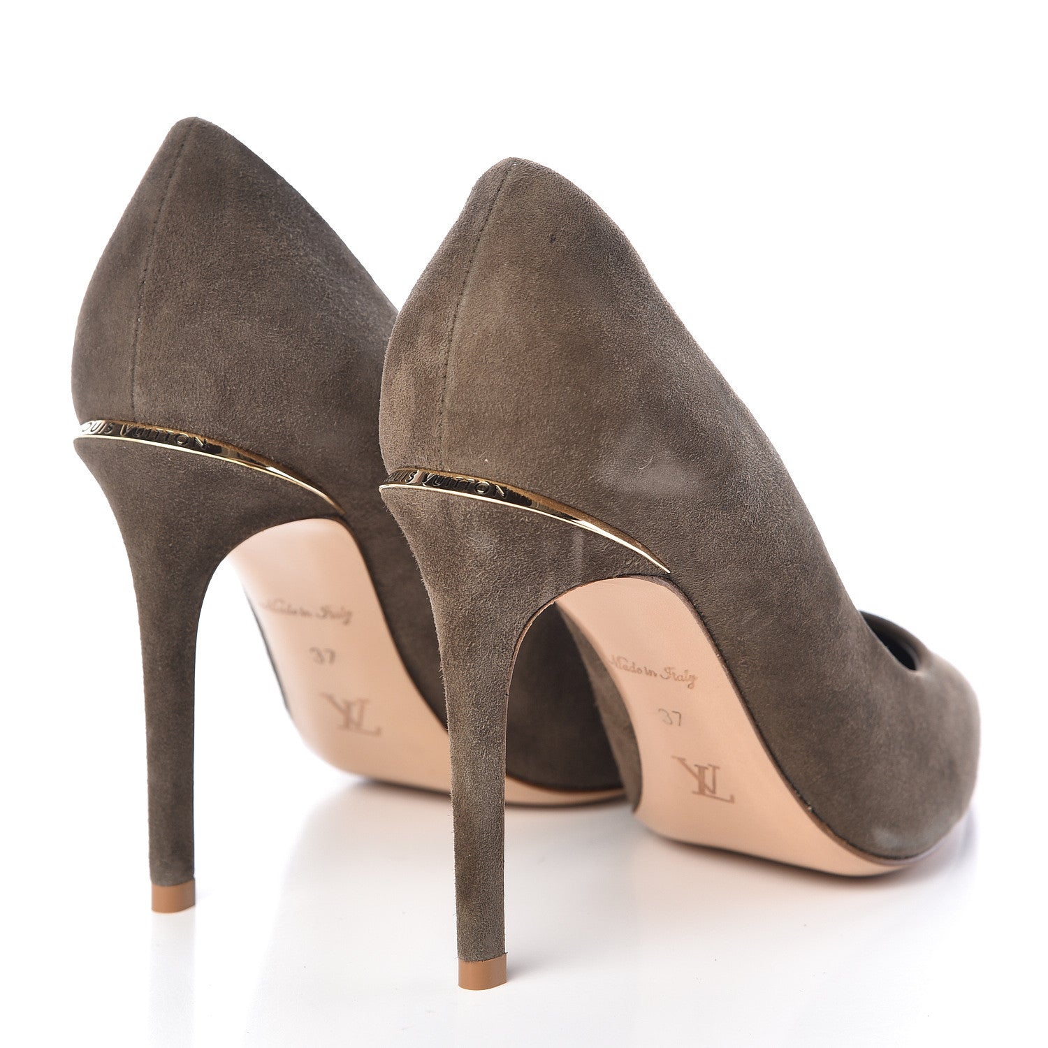 Louis Vuitton Suede First Lady Pumps 37 Kaki 4 of 11