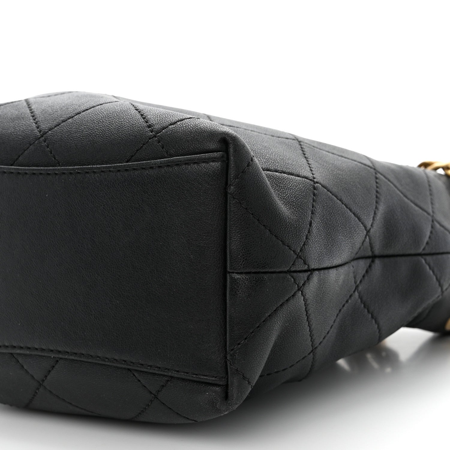 Chanel Lambskin Resin Quilted Small Pearl Samba Bucket Bag Black 10 of 10