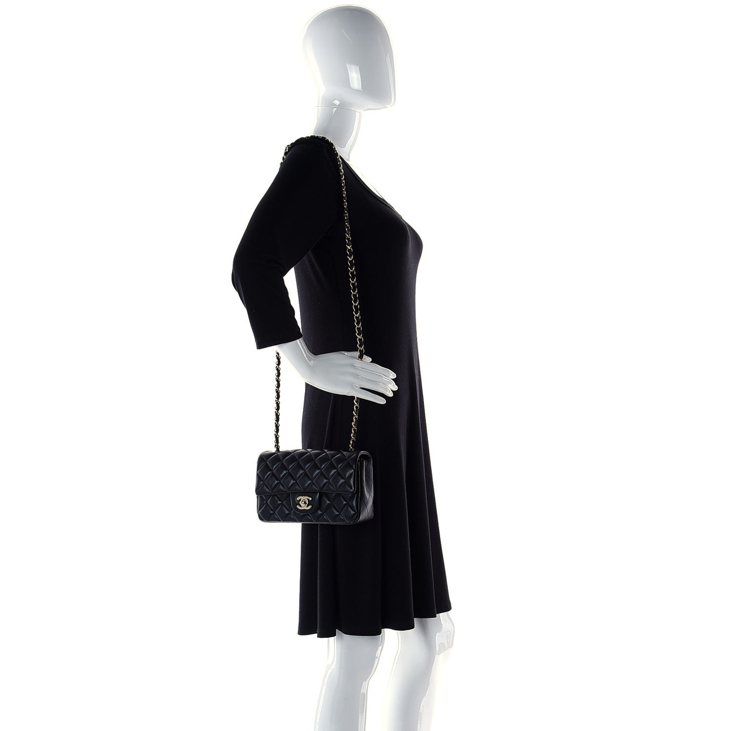 Lambskin Quilted Mini Rectangular Flap Black