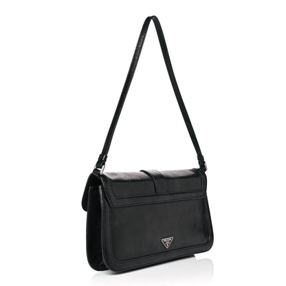 Prada Goatskin Flap Bag Black 3 of 12