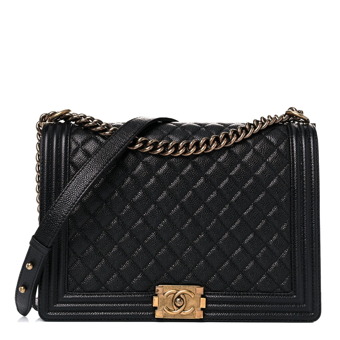 Caviar Quilted Large Boy Flap Black