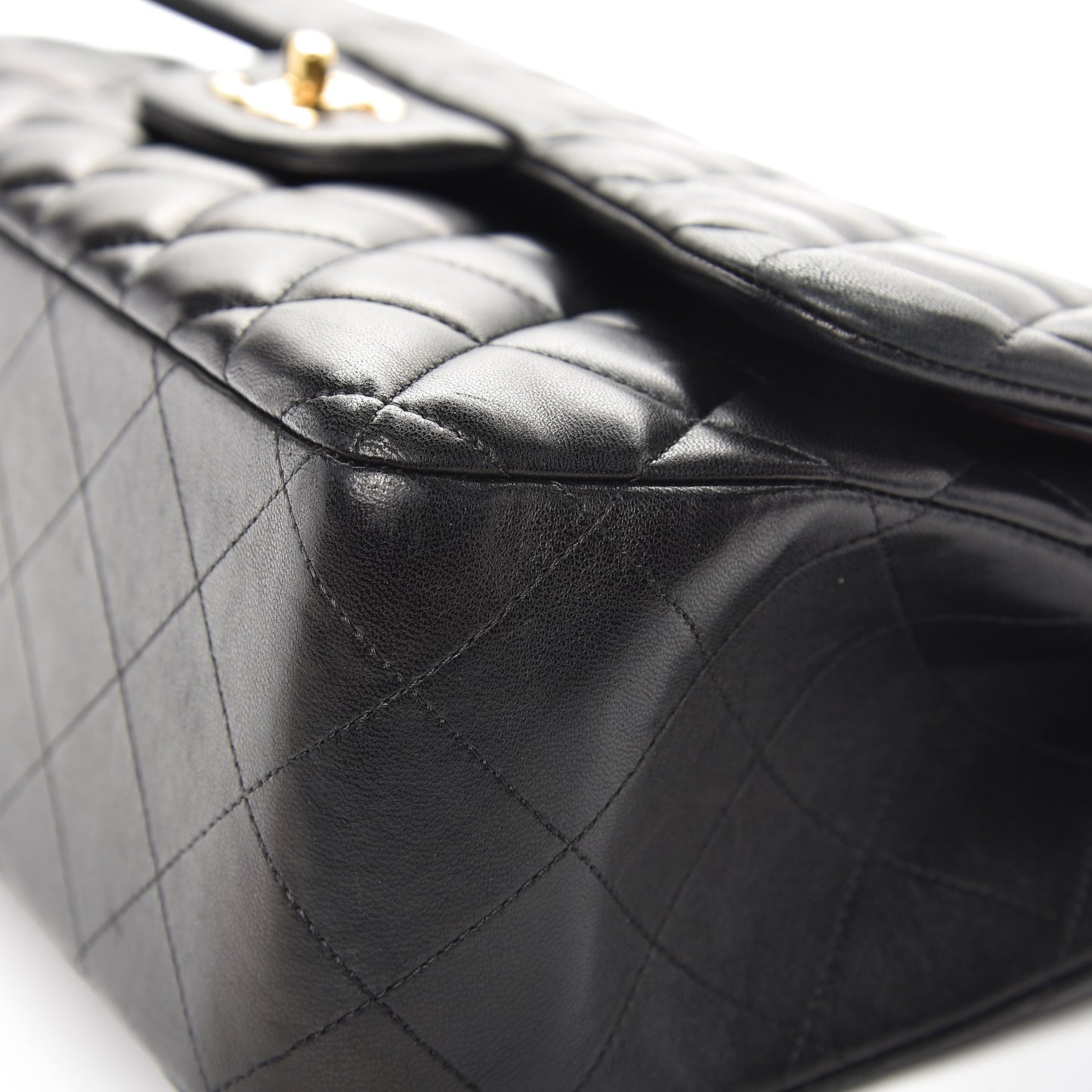 Lambskin Quilted Jumbo Double Flap Black