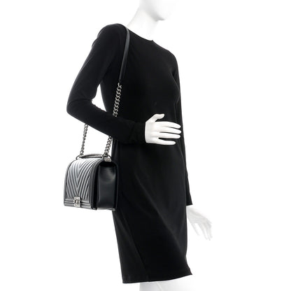 Chanel Calfskin Chevron Quilted New Medium Boy Flap Black 2 of 8