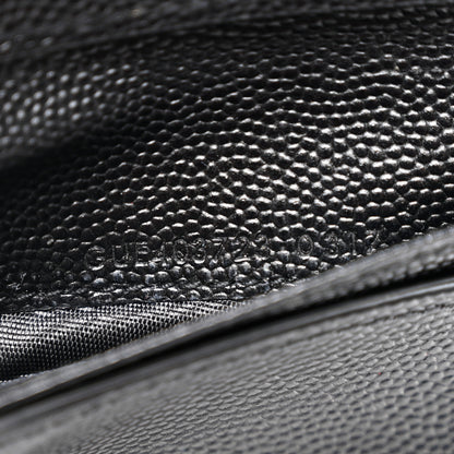 Saint Laurent Grain De Poudre Matelasse Chevron Monogram Compact Zip Around Wallet Black 7 of 8