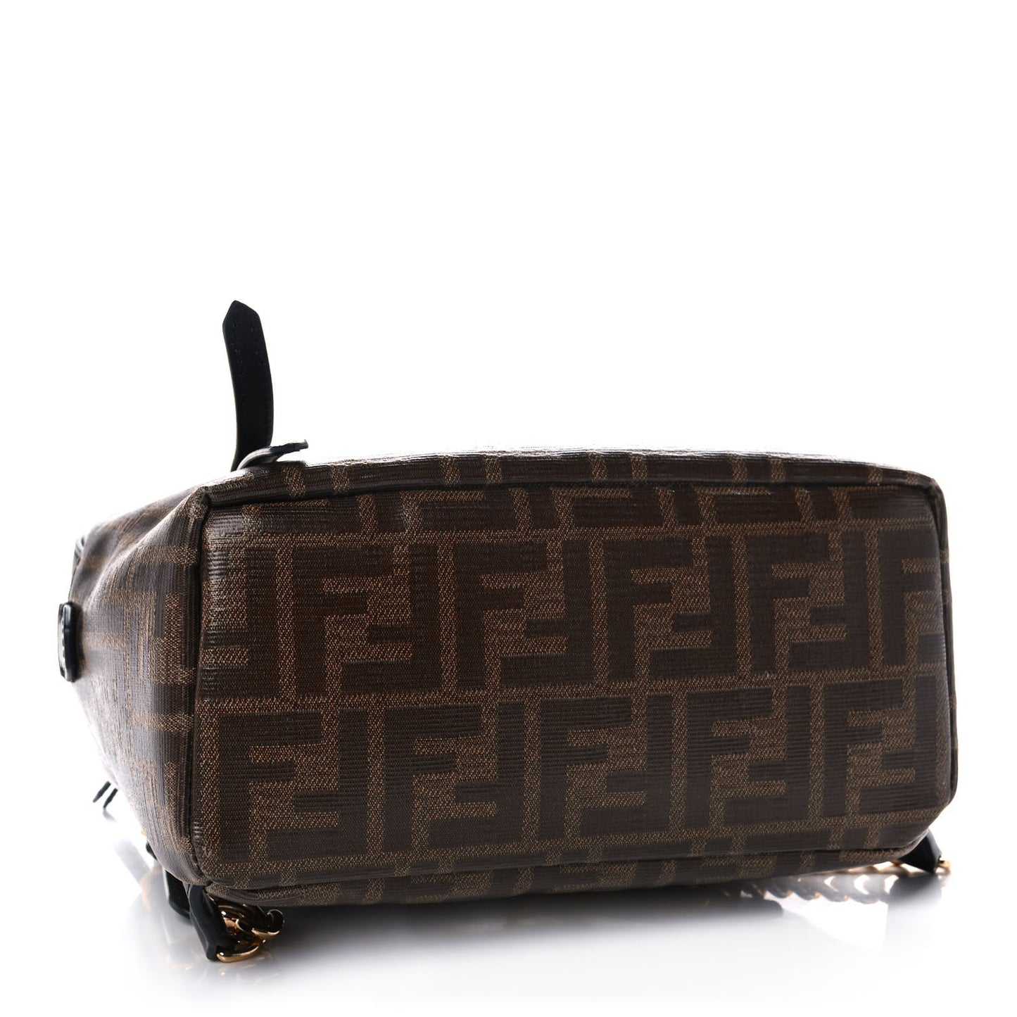 Glazed Fabric Vitello Century FF 1974 Stamp Patch Mini Backpack Mogano Panna Black