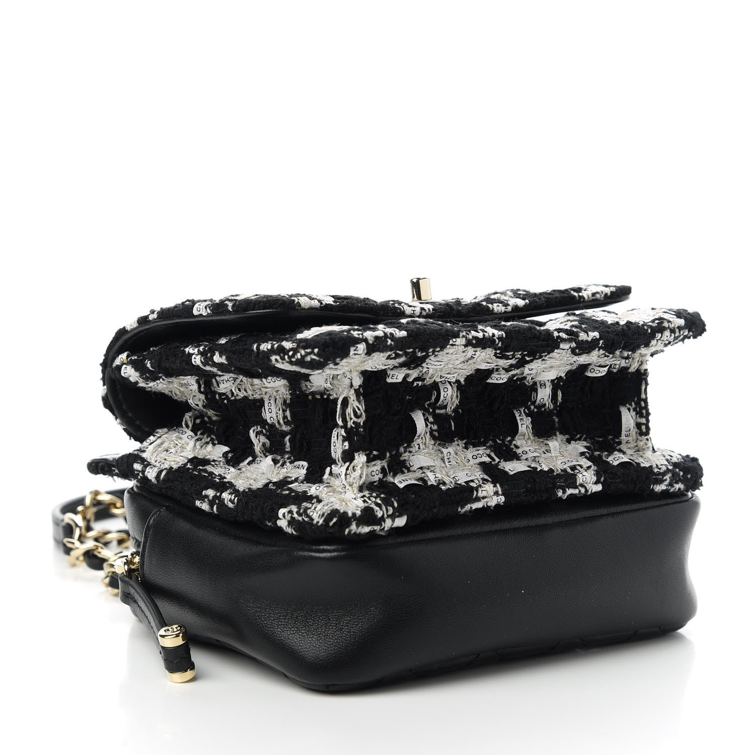 Chanel Tweed Lambskin Quilted Flap Black Ecru White 4 of 12