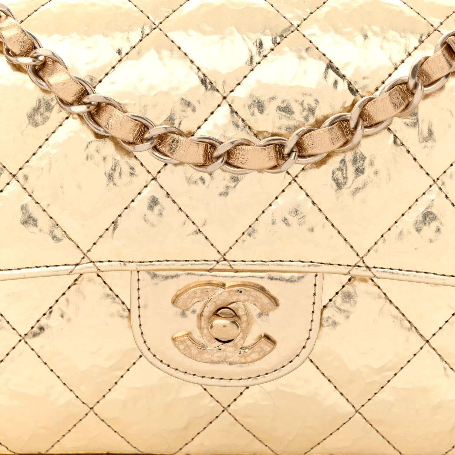 Chanel Hammered Metallic Calfskin Quilted Small Double Flap Gold 8 of 12