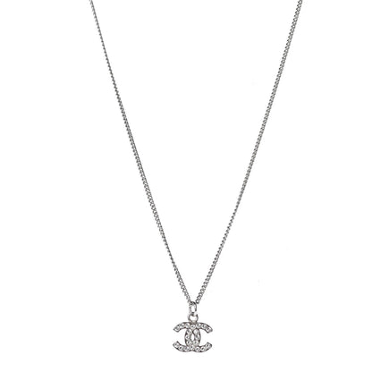 Chanel Crystal Timeless CC Necklace Silver 1 of 5