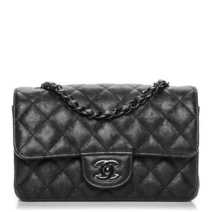 Chanel Crumpled Calfskin Quilted Mini Rectangular Flap So Black 1 of 7